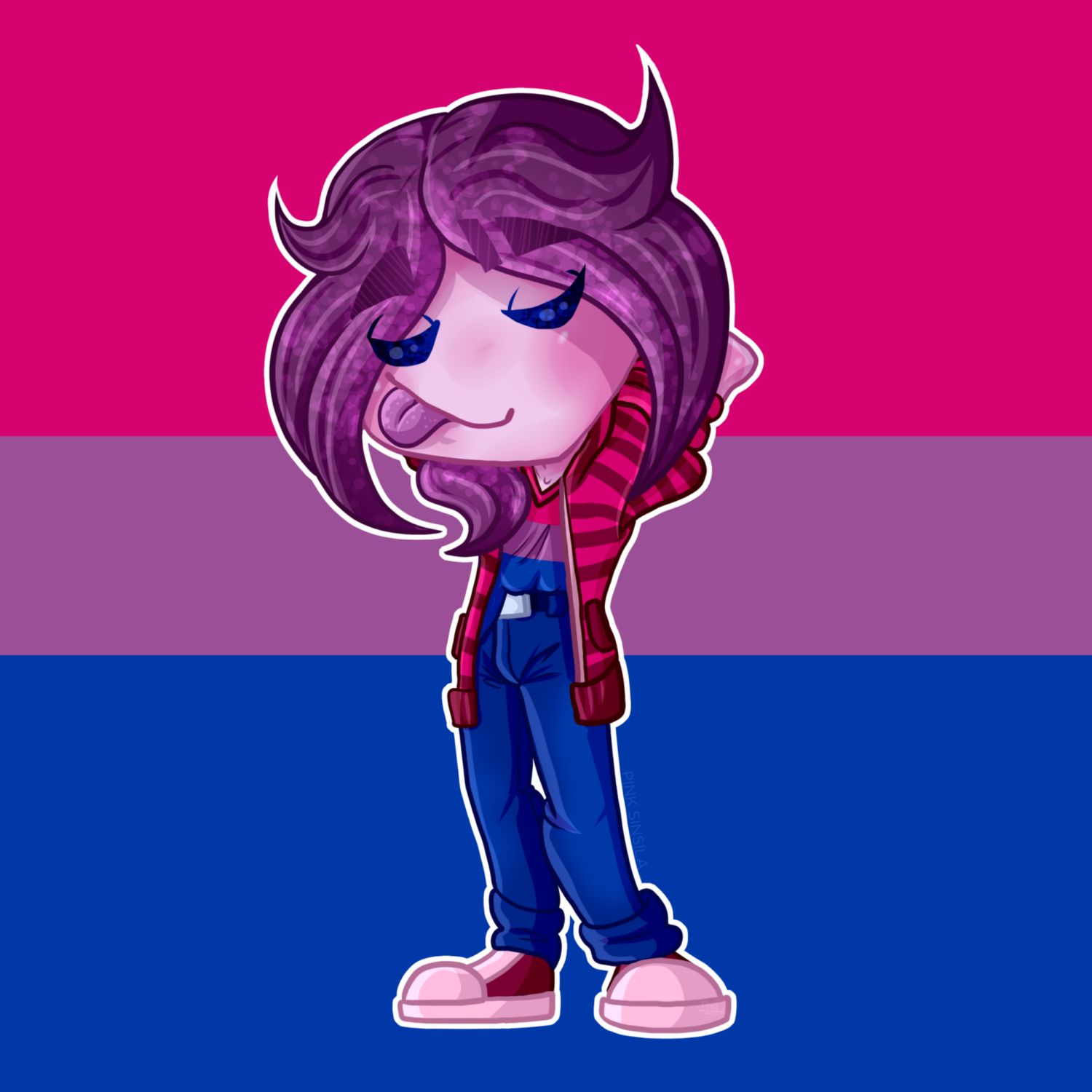 Example 2022 (Simple chibi + Fullbody + Cell-Shading + Pattern background)
