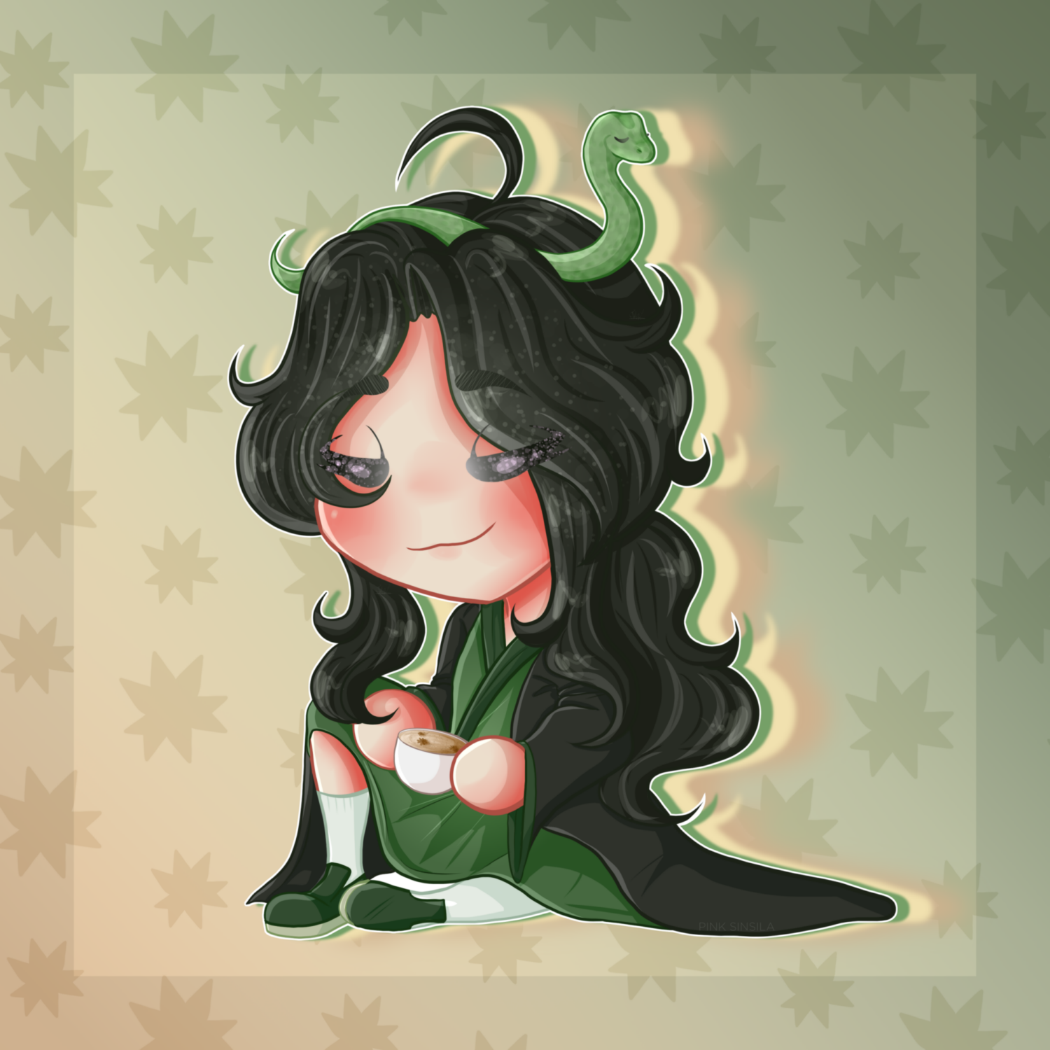 Example 2022 (Simple chibi + Fullbody + Cell-Shading + Pattern background)