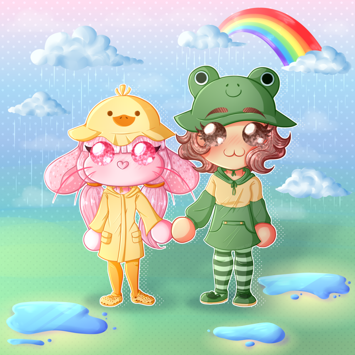 Example 2023 (Simple chibi + Fullbody + Cell-Shading + Scenery background)